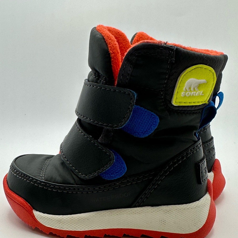 Sorel Toddler Black Boot with Red, Blue &‎ Yellow Accents